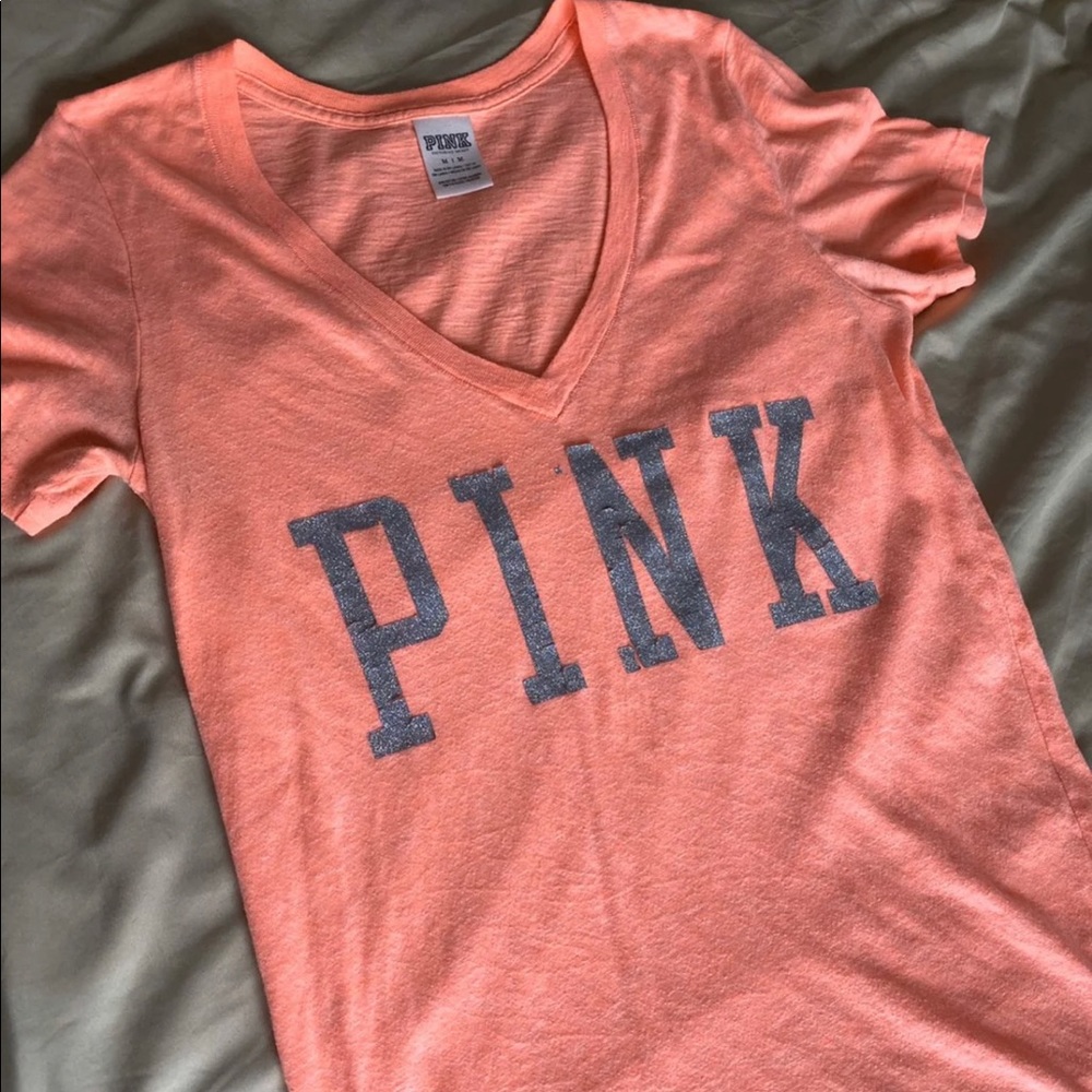 PINK bright orange short sleeve t shirt